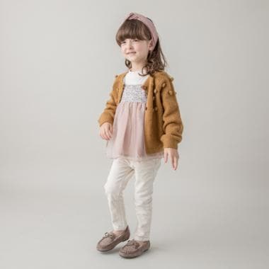 ポンポンニットカーディガン(S(80-90) キャメル): キッズ - ナルミヤ