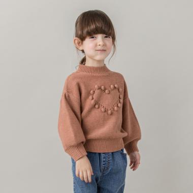 ポンポンハートゆったりニット(S(80-90) レンガ): キッズ - ナルミヤ