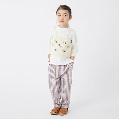 プティマイン　90cm 11点セット カラーチェックタックパンツ(90 ラベンダー): キッズ - ナルミヤ