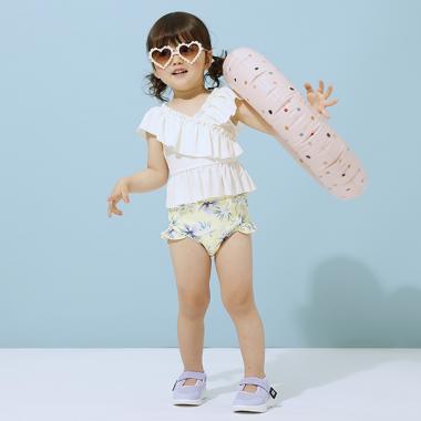 カシュクールフリルタンキニ(80 オフ ホワイト): キッズ
