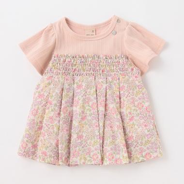 リンク】花柄シャーリングドッキングT(キッズサイズ)(80cm