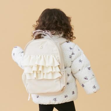 シフォンフリルリュック(S（フリル2段） アイボリー): キッズ