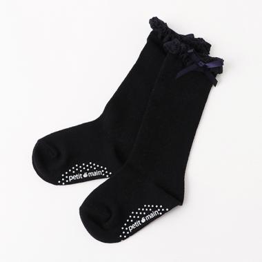 入卒リボンつきハイソックス(S(13-15cm) オフ ホワイト): キッズ