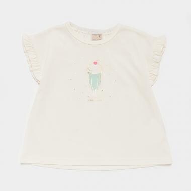 袖フリルTシャツ