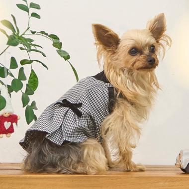 【DOG】チェックドッキングワンピ