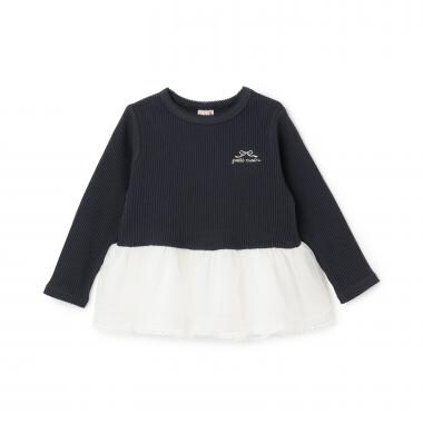 チュールペプラムロゴ長袖Tシャツ