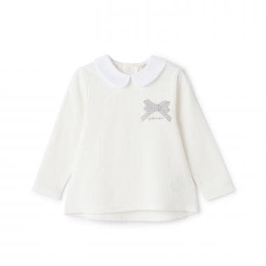 衿つきリボン長袖Tシャツ