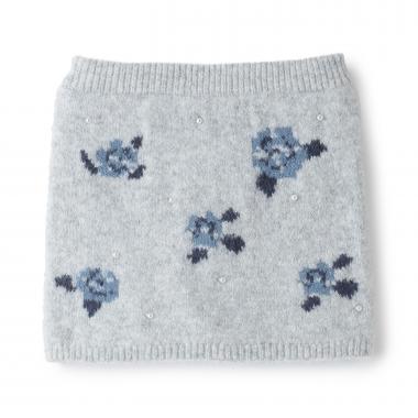 【フワもちっと/リンク】お花パールニットスカート