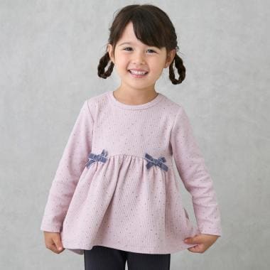 裏起毛カットリボンチュニック