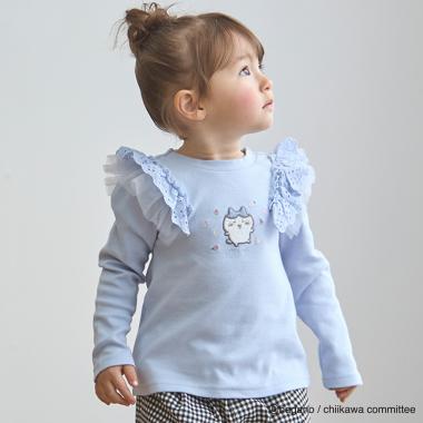 【アニメちいかわ】肩フリル長袖Tシャツ