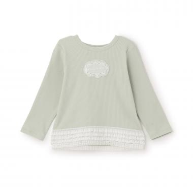 【オーガニック】レースフリル長袖Tシャツ
