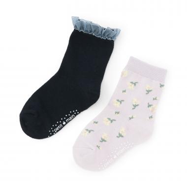 花柄クルーソックス2P