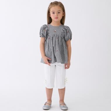 【防汚加工/スマイル】7分リボンパンツ