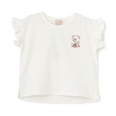 【プティプラ】アルファベット袖フリルTシャツ