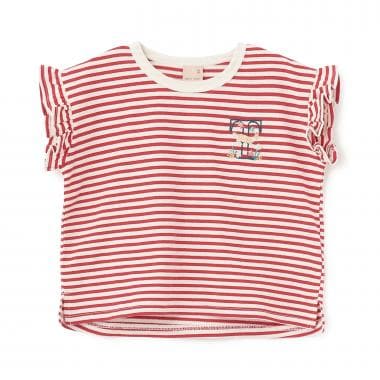 【プティプラ】アルファベット袖フリルTシャツ