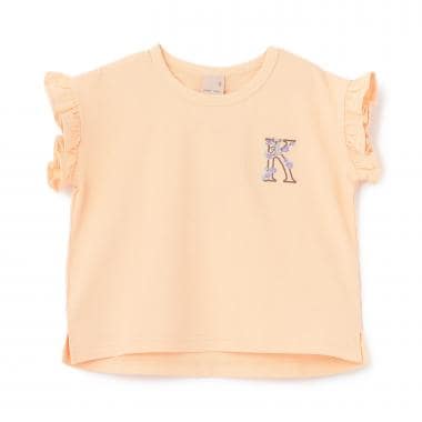 【プティプラ】アルファベット袖フリルTシャツ