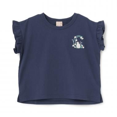 【プティプラ】アルファベット袖フリルTシャツ