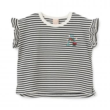 【プティプラ】アルファベット袖フリルTシャツ