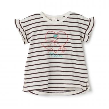 袖フリル刺しゅうTシャツ