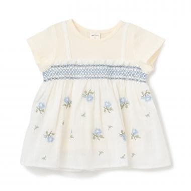 【リンク】クロスステッチ花ドッキングTシャツ