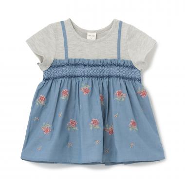 【リンク】クロスステッチ花ドッキングTシャツ
