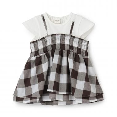 【接触冷感/リンク】ブロックチェックドッキングTシャツ