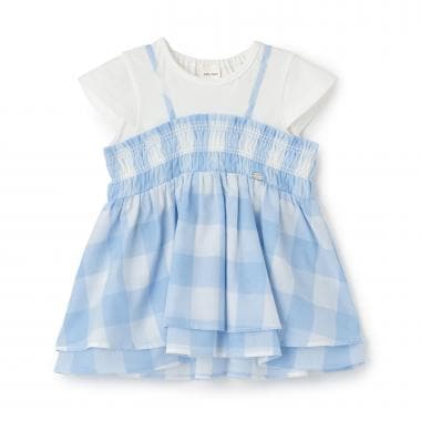 【接触冷感/リンク】ブロックチェックドッキングTシャツ