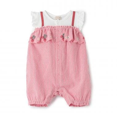 胸フリルフルーツカバーオール