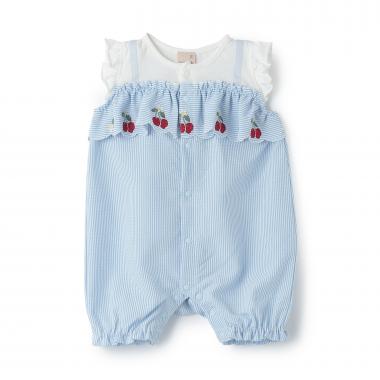 胸フリルフルーツカバーオール