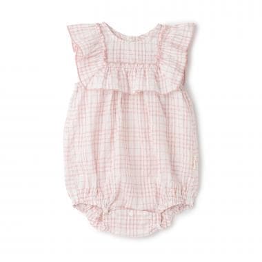 チェックフリルカバーオール