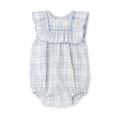 チェックフリルカバーオール