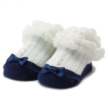 【50%OFF】パール調モチーフ&リボンつきバレエカップソックス