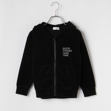 ビッグシルエットベロアZIPパーカー(90cm 黒): キッズ - ナルミヤ
