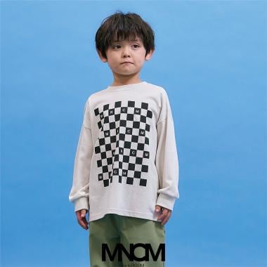 【防汚・速乾・型崩れしない】【どちらが前でもOK】チェッカーフラッグプリントTシャツ【MNCM】