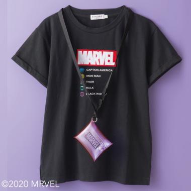 【MARVEL】 クリアパスケースつきボックスロゴ刺しゅうTシャツ