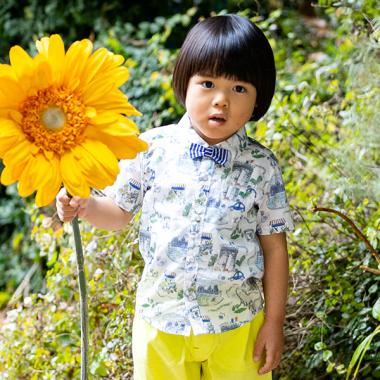 ボンジュール蝶タイつきシャツ【日本製】