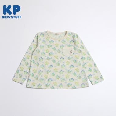【日本製】うさぎの花×リボン柄長袖Tシャツ(100～130)