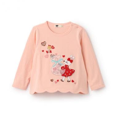 バレンタインmimiアップリケ長袖Tシャツ