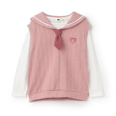 ネクタイつきセーラーベスト&長袖Tシャツ2枚セット