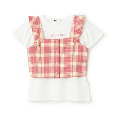 チェックビスチェつき半袖Tシャツセット