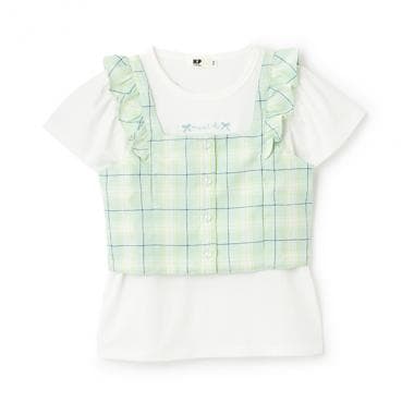 チェックビスチェつき半袖Tシャツセット