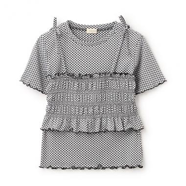 ギンガムチェックTシャツビスチェセット