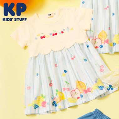 シフォン フルーツ柄プリント ワンピース