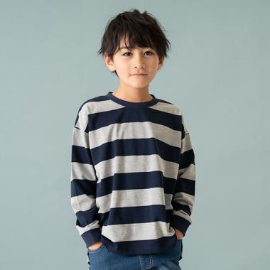 【365D.】ボーダー袖リブワイドロンT