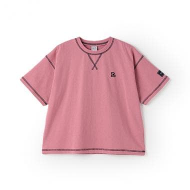 【綿100%】配色ステッチビッグ半T