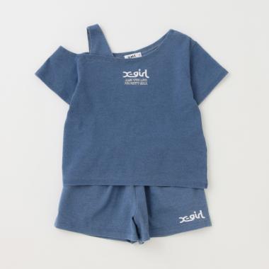 【リピート】【直営店で取り扱い無し】肩開き半袖Ｔシャツ＋ショーツセットアップ