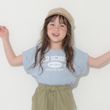 【型崩れしないやわらかコットン】ロゴプリントミニ丈ドロップTシャツ