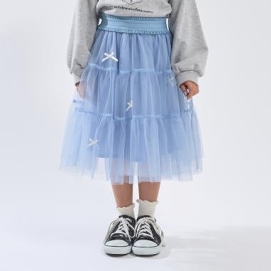 【新色追加】【一部再入荷】リボン付きティアードチュールスカート