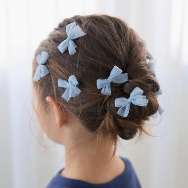 【大好評につき再入荷】チュールリボンちびヘアクリップ10Pセット