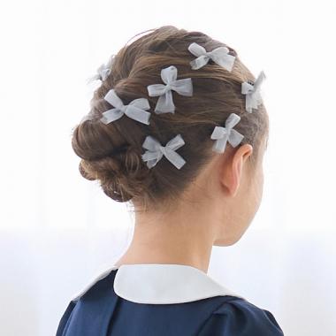 【大好評につき再入荷】チュールリボンちびヘアクリップ10Pセット